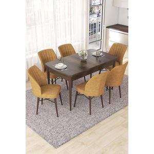 Extendable Dining Table & Chairs Set (7 Pieces) Nef - Baroque, Cappuccino vyobraziť