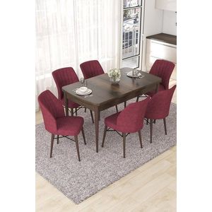 Extendable Dining Table & Chairs Set (7 Pieces) Nef - Baroque, Burgundy vyobraziť
