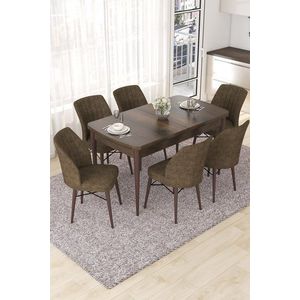 Extendable Dining Table & Chairs Set (7 Pieces) Nef - Baroque, Brown vyobraziť