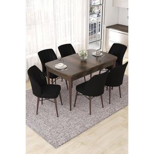 Extendable Dining Table & Chairs Set (7 Pieces) Nef - Baroque, Black vyobraziť