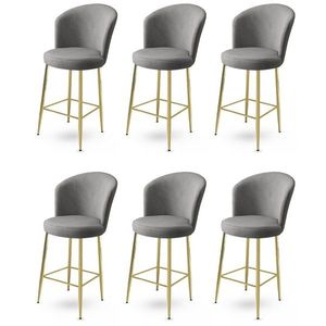 Bar Stool Set (6 Pieces) Fora - Grey, Gold vyobraziť