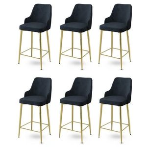 Bar Stool Set (6 Pieces) Enox - Anthracite, Gold vyobraziť