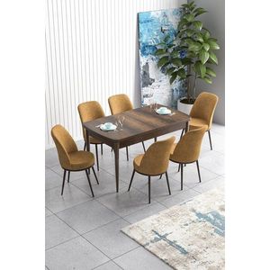 Extendable Dining Table & Chairs Set (7 Pieces) Han - Baroque, Cappuccino vyobraziť