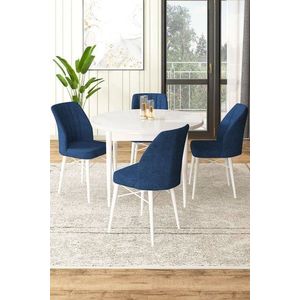 Dining Table & Chairs Set (5 Pieces) Rox - White, Navy Blue vyobraziť