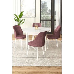 Dining Table & Chairs Set (5 Pieces) Rox - White, Dusty Rose vyobraziť