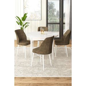 Dining Table & Chairs Set (5 Pieces) Rox - White, Brown vyobraziť