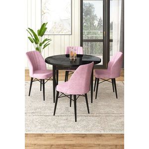 Dining Table & Chairs Set (5 Pieces) Rox - Black Marble, Pink vyobraziť