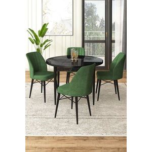 Dining Table & Chairs Set (5 Pieces) Rox - Black Marble, Khaki vyobraziť