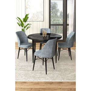 Dining Table & Chairs Set (5 Pieces) Rox - Black Marble, Grey vyobraziť