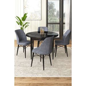 Dining Table & Chairs Set (5 Pieces) Rox - Black Marble, Fume vyobraziť