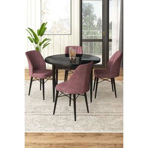 Dining Table & Chairs Set (5 Pieces) Rox - Black Marble, Dusty Rose vyobraziť