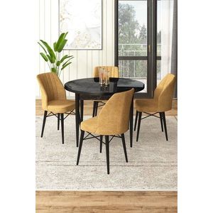 Dining Table & Chairs Set (5 Pieces) Rox - Black Marble, Cappuccino vyobraziť