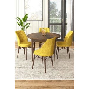 Dining Table & Chairs Set (5 Pieces) Rox - Baroque, Mustard vyobraziť