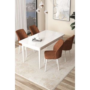 Dining Table & Chairs Set (5 Pieces) Arp - White, Tile Red vyobraziť