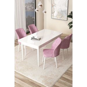 Dining Table & Chairs Set (5 Pieces) Arp - White, Pink vyobraziť
