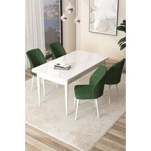 Dining Table & Chairs Set (5 Pieces) Arp - White, Khaki vyobraziť