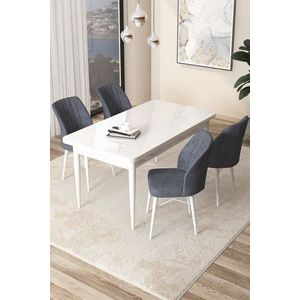 Dining Table & Chairs Set (5 Pieces) Arp - White, Fume vyobraziť