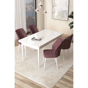 Dining Table & Chairs Set (5 Pieces) Arp - White, Dusty Rose vyobraziť