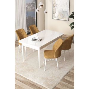 Dining Table & Chairs Set (5 Pieces) Arp - White, Cappuccino vyobraziť