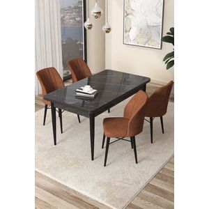 Dining Table & Chairs Set (5 Pieces) Arp - Black Marble, Tile Red vyobraziť
