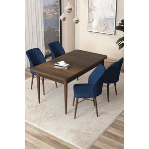 Dining Table & Chairs Set (5 Pieces) Arp - Baroque, Navy Blue vyobraziť