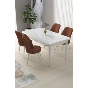 Dining Table & Chairs Set (5 Pieces) Nil - White, Tile Red vyobraziť