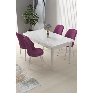 Dining Table & Chairs Set (5 Pieces) Nil - White, Purple vyobraziť