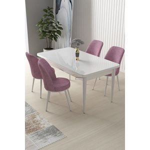 Dining Table & Chairs Set (5 Pieces) Nil - White, Pink vyobraziť