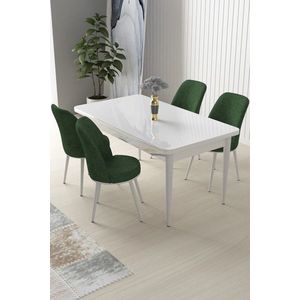 Dining Table & Chairs Set (5 Pieces) Nil - White, Khaki vyobraziť