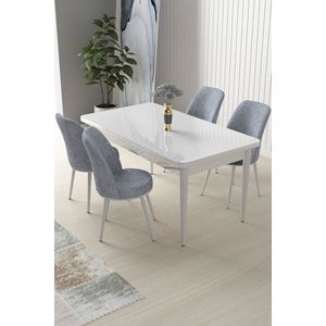 Dining Table & Chairs Set (5 Pieces) Nil - White, Grey vyobraziť