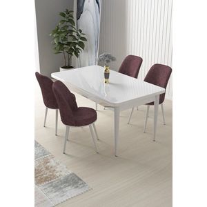 Dining Table & Chairs Set (5 Pieces) Nil - White, Dusty Rose vyobraziť