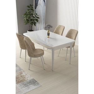Dining Table & Chairs Set (5 Pieces) Nil - White, Cream vyobraziť