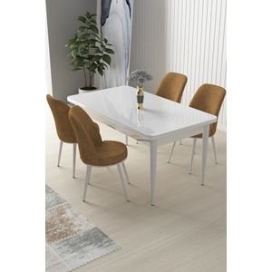 Dining Table & Chairs Set (5 Pieces) Nil - White, Cappuccino vyobraziť