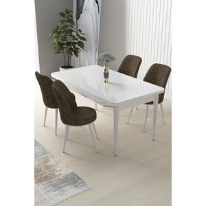 Dining Table & Chairs Set (5 Pieces) Nil - White, Brown vyobraziť