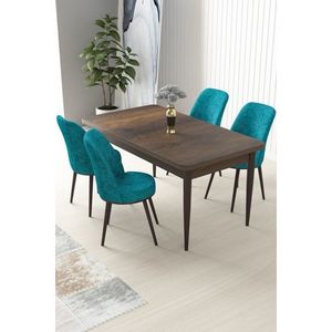 Dining Table & Chairs Set (5 Pieces) Nil - Baroque, Turquoise vyobraziť