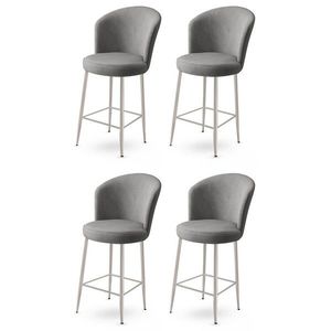 Bar Stool Set (4 Pieces) Fora - Grey, Chrome vyobraziť
