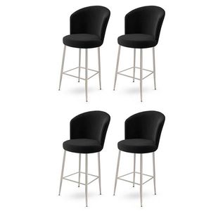 Bar Stool Set (4 Pieces) Fora - Black, Chrome vyobraziť
