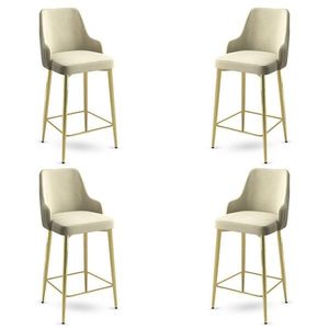 Bar Stool Set (4 Pieces) Enox - Cream, Gold vyobraziť