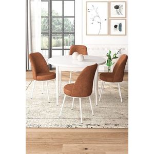 Dining Table & Chairs Set (5 Pieces) Tor - White, Tile Red vyobraziť