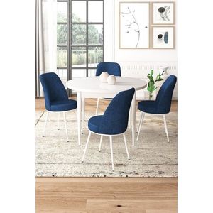 Dining Table & Chairs Set (5 Pieces) Tor - White, Navy Blue vyobraziť