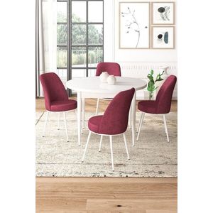 Dining Table & Chairs Set (5 Pieces) Tor - White, Burgundy vyobraziť