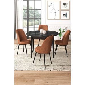 Dining Table & Chairs Set (5 Pieces) Tor - Black Marble, Tile Red vyobraziť