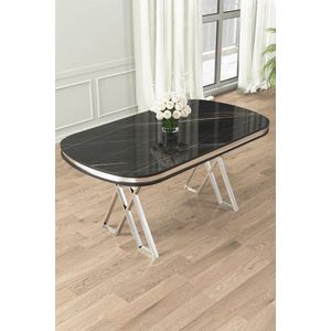 Jedálenský stôl Zae - Black Marble, Chrome vyobraziť