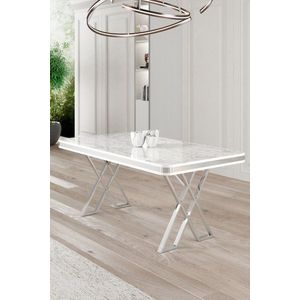 Jedálenský stôl Vals - White Marble, Chrome vyobraziť