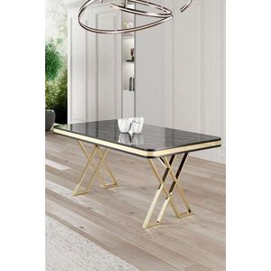 Jedálenský stôl Vals - Black Marble, Gold vyobraziť