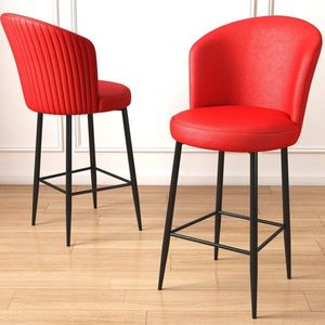 Bar Stool Set (2 Pieces) Uras - Red, Black vyobraziť