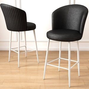 Bar Stool Set (2 Pieces) Uras - Black, White vyobraziť