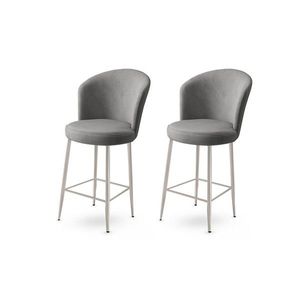 Bar Stool Set (2 Pieces) Fora - Grey, Chrome vyobraziť
