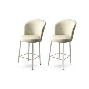 Bar Stool Set (2 Pieces) Fora - Cream, Chrome vyobraziť