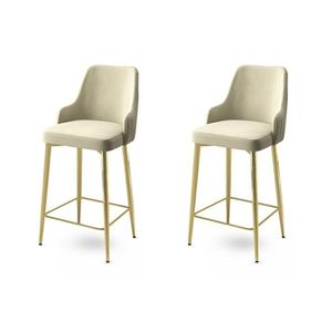 Bar Stool Set (2 Pieces) Enox - Cream, Gold vyobraziť